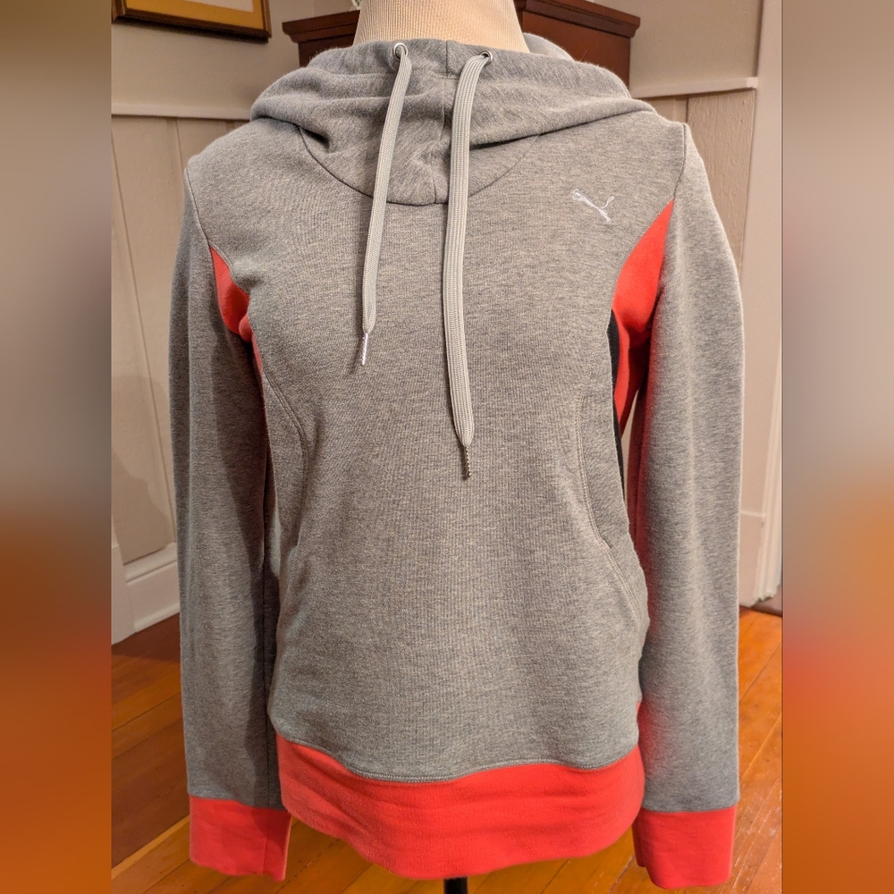 Puma Women's Gray and Coral Hoodie